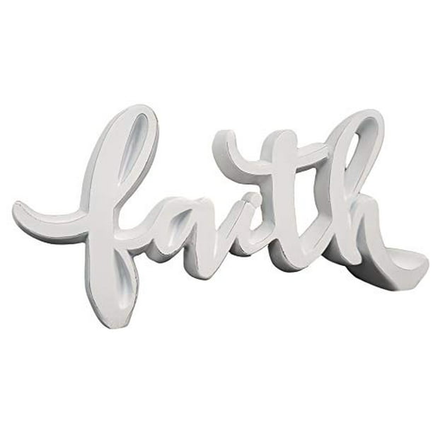 Distressed Script Resin Tabletop Word Decor Faith Birch & Bliss 6.75" x 3" 